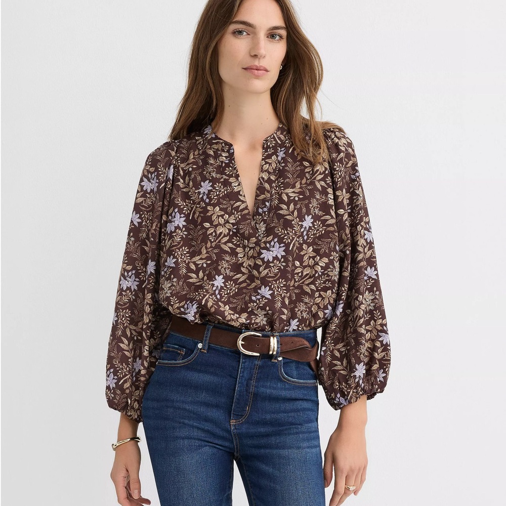Petite Floral Brown Blouse MuMu